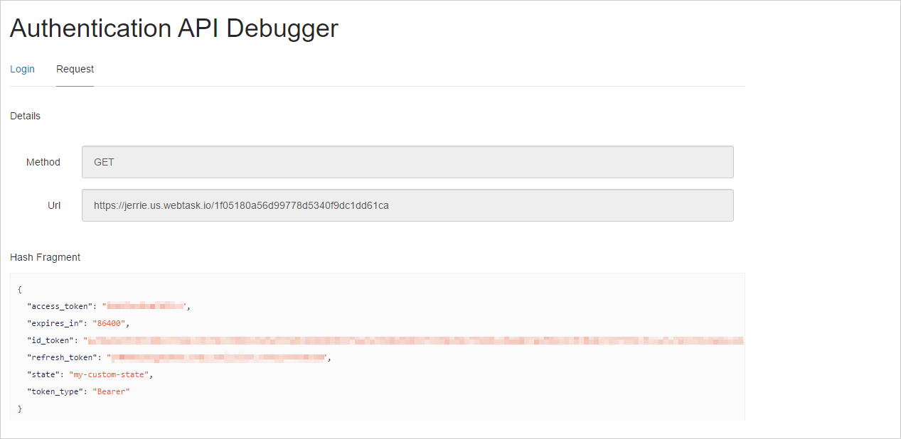Dashboard - Extensions - Authentication API Debugger - Flow Executed