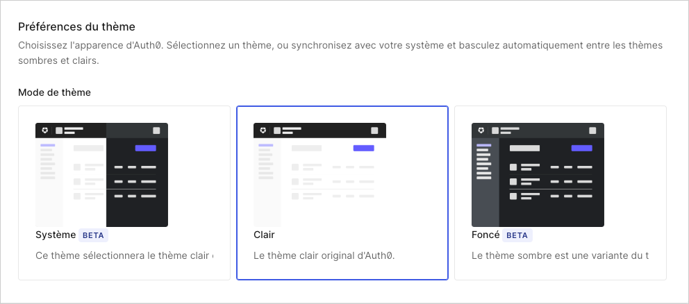 Où vous pouvez changer votre thème dans la section Profile (Profil)
