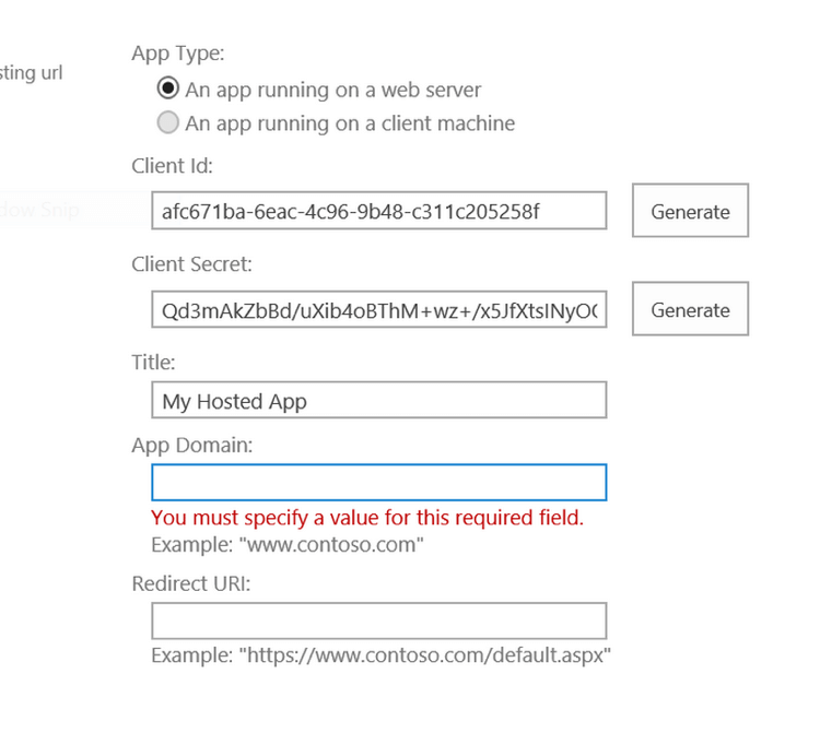 SharePoint - generate client id - generate client secret