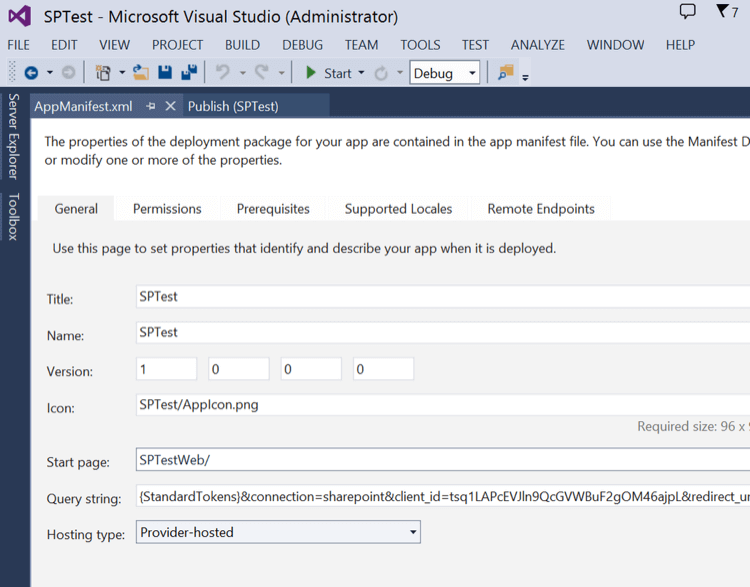 SharePoint - Visual Studio - Application Manifest