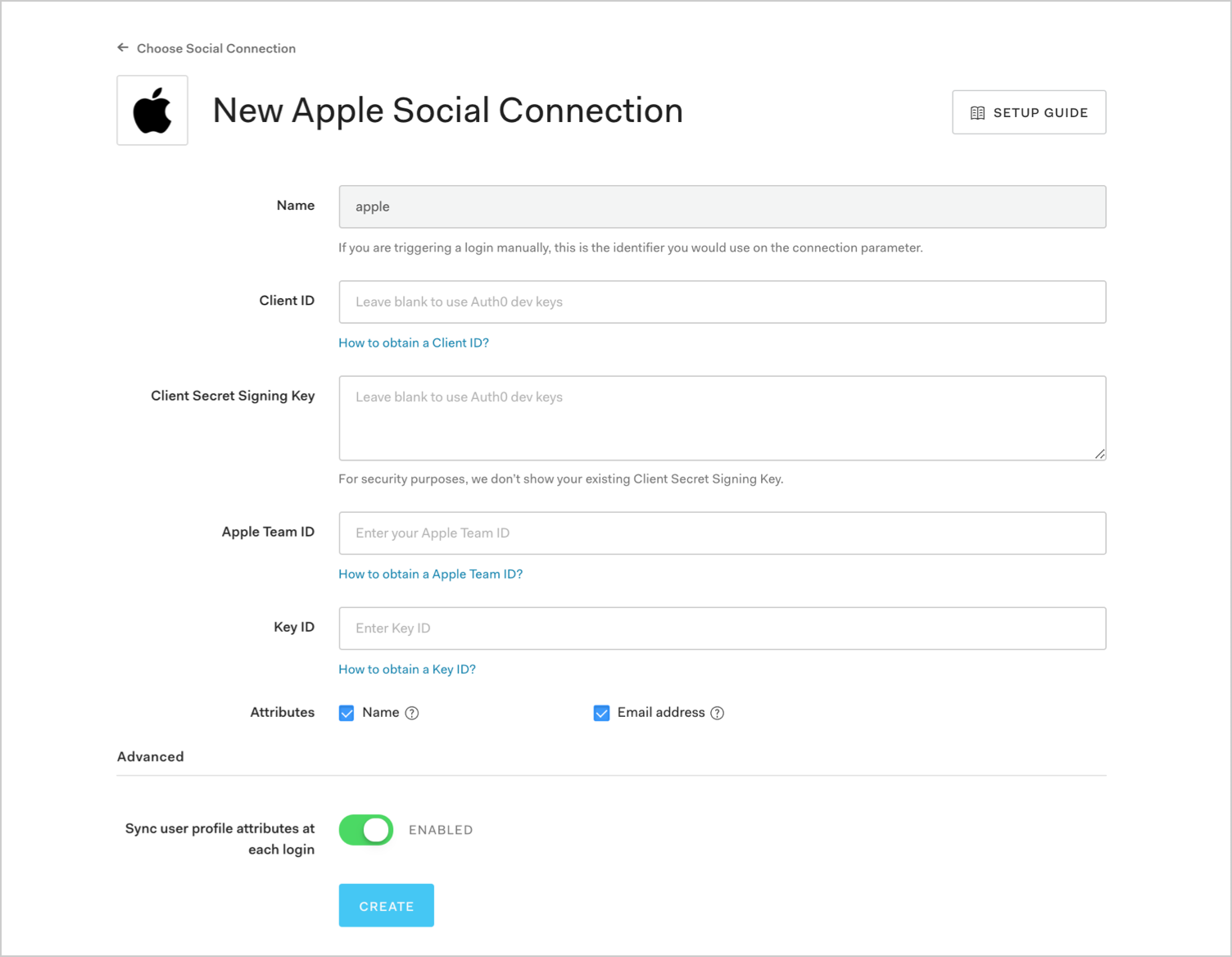 Apple Social Connection Settings