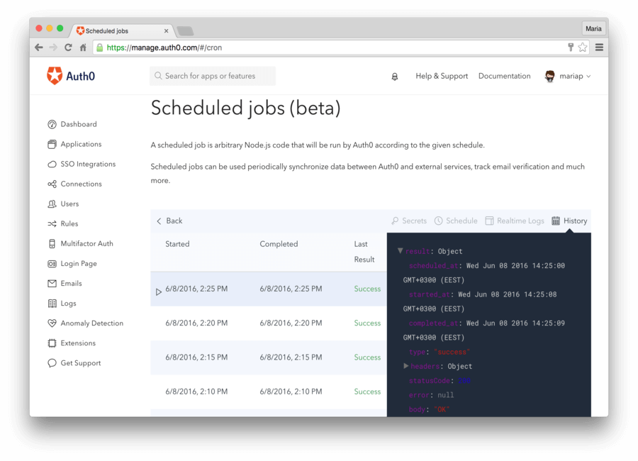 Dashboard - Extensions - Splunk - View Cron Details