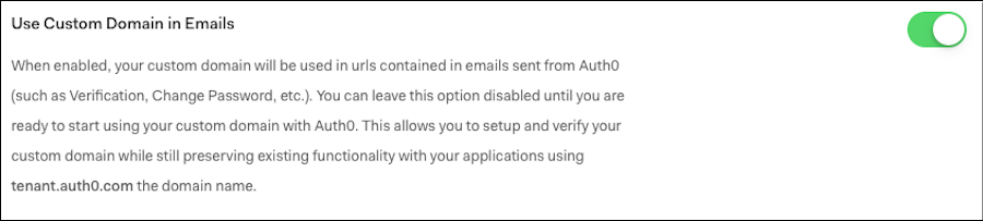 Custom Domains Email Toggle