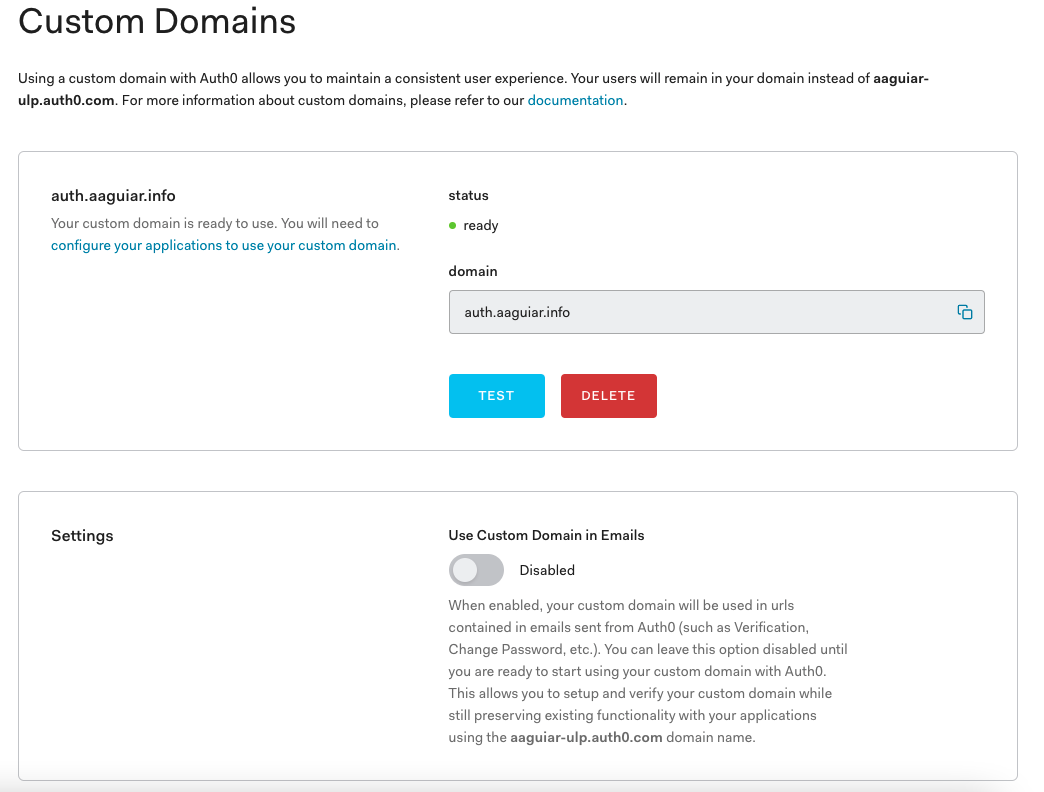 Custom Domains Email Toggle