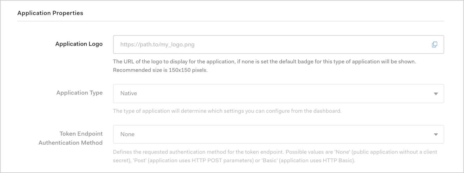 Dashboard - Applications - Application Settings - Application Properties