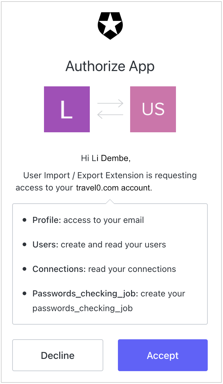 Dashboard Extensions Authorize the Users Import/Export Extension