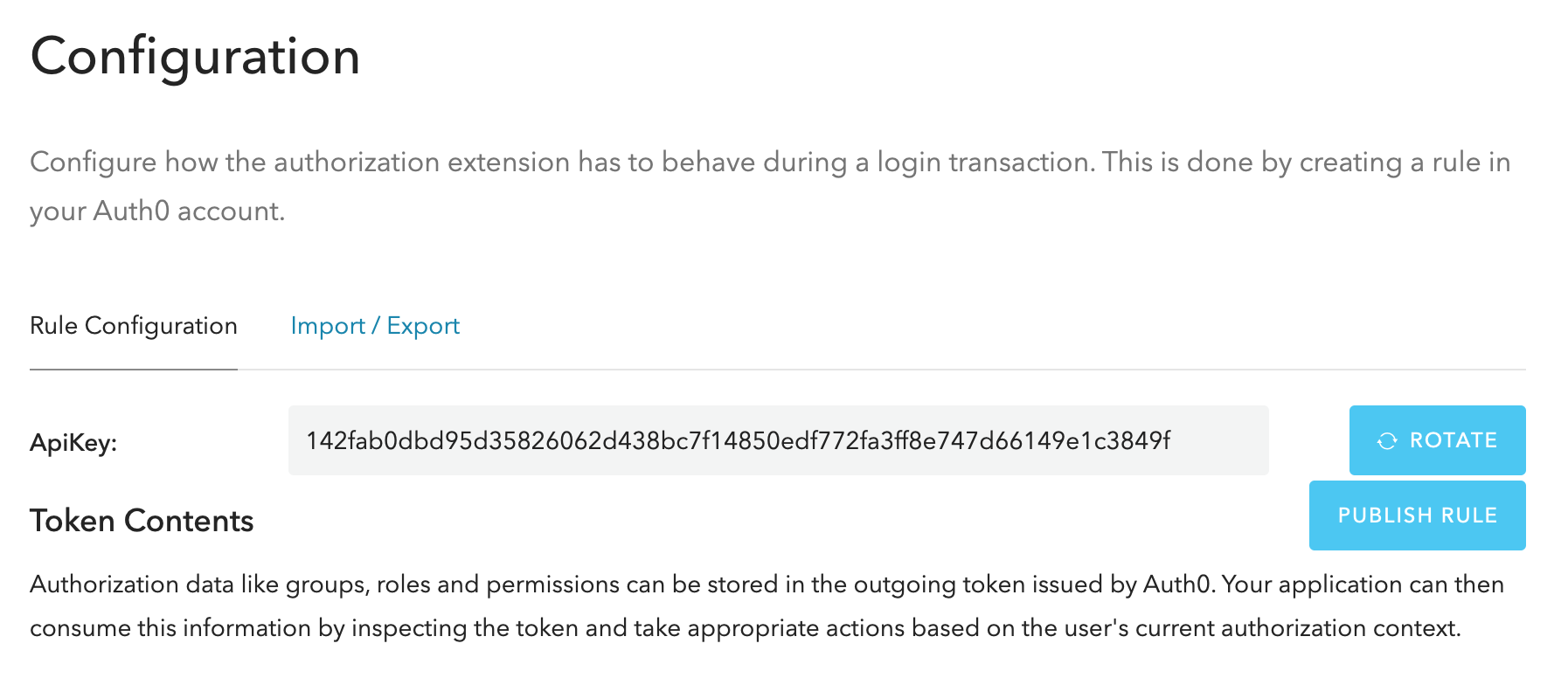Authorization Extension Configuration ApiKey