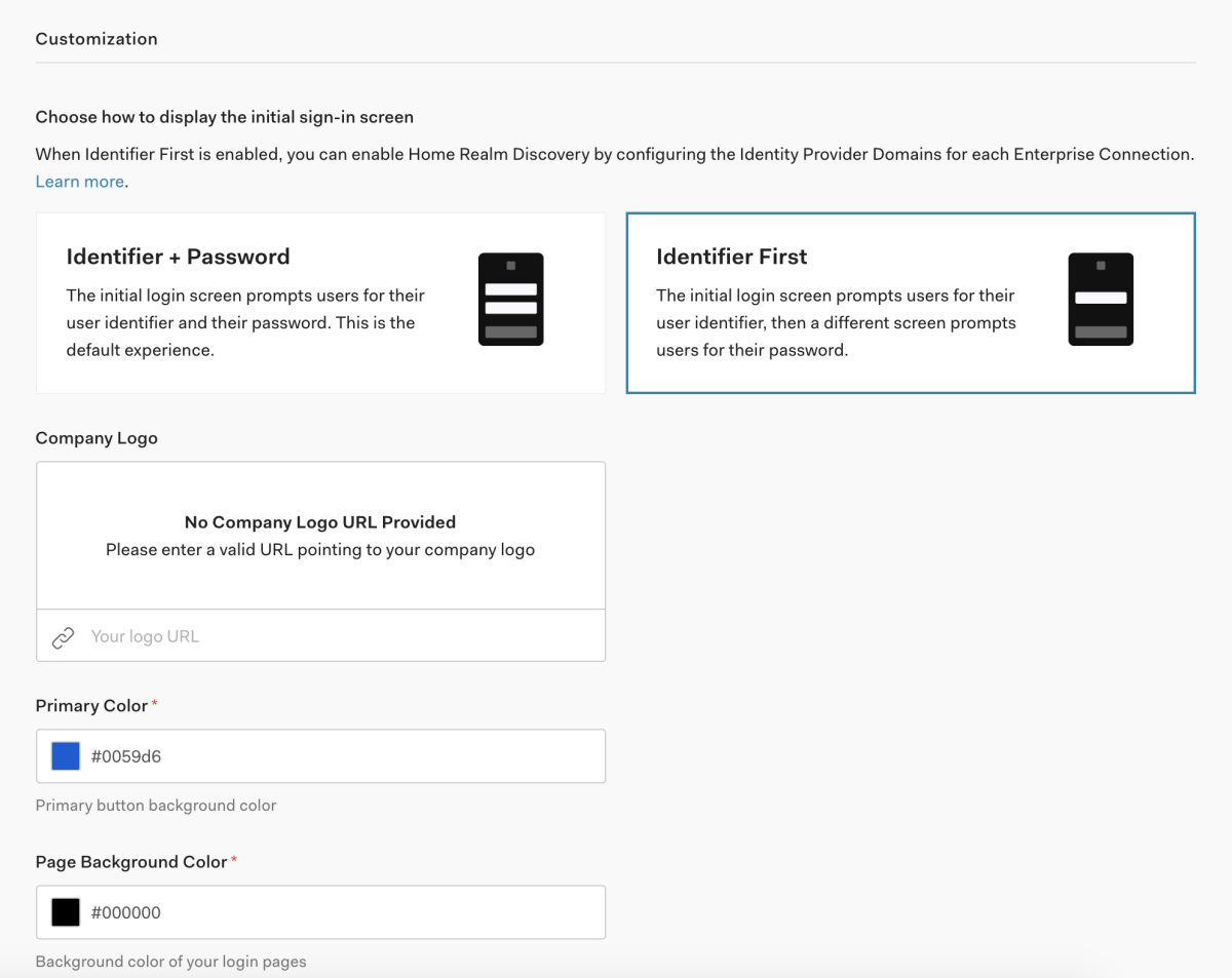 Auth0 Branding Universal Login Settings Tab Customization