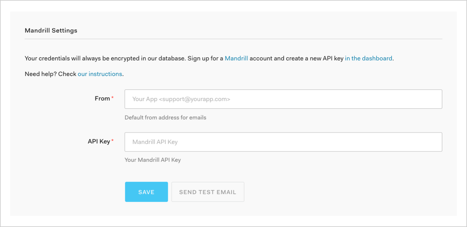 Dashboard - Branding - Email Provider - Mandrill Settings