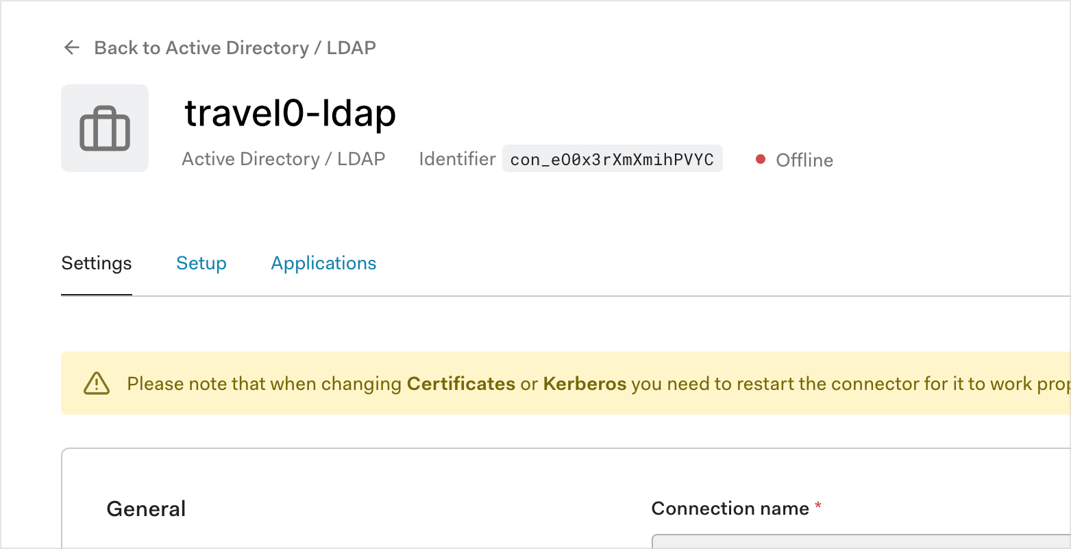 Auth0 - Extensions LDAP - Connection ID