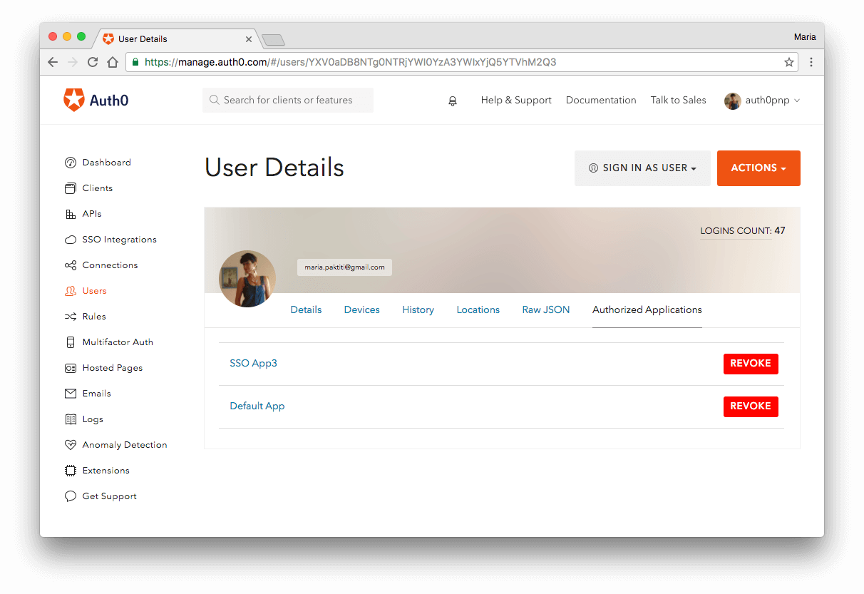 Dashboard - Users - Revoke Refresh Token