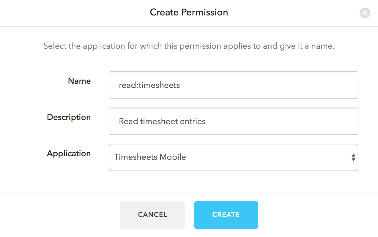 Dashboard - Extensions - Authorization Extension - Create Permission