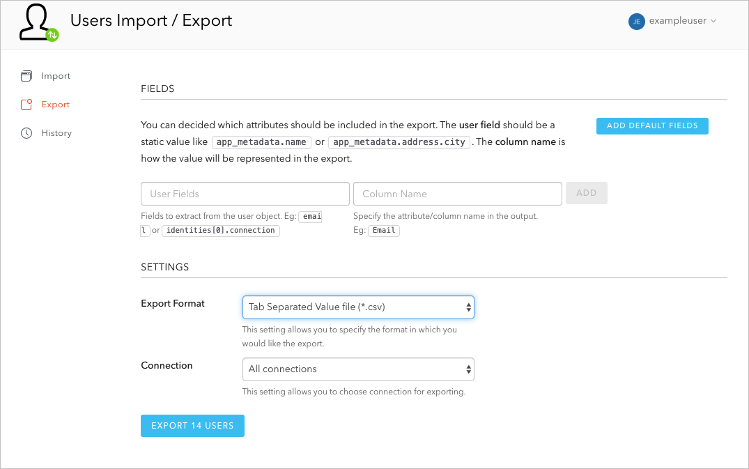 Dashboard - Extensions - User Import/Export Extension - Set Format