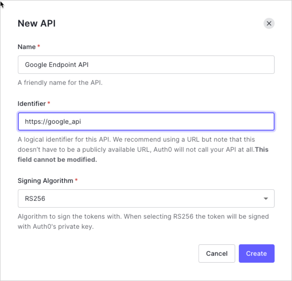 Dashboard - Create APIs - Integrations -Google Endpoints