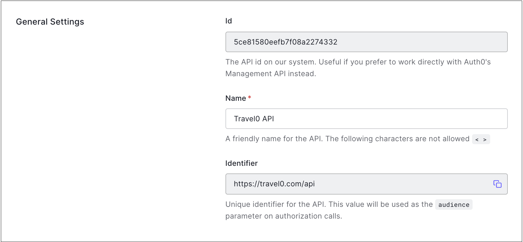 Dashboard Applications APIs Settings Tab General Settings