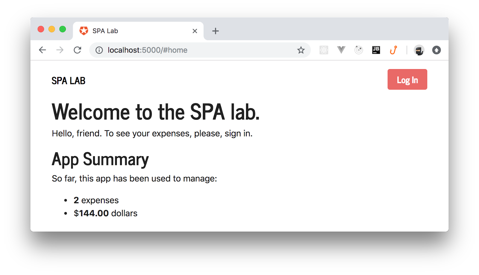 Login button for single-page application