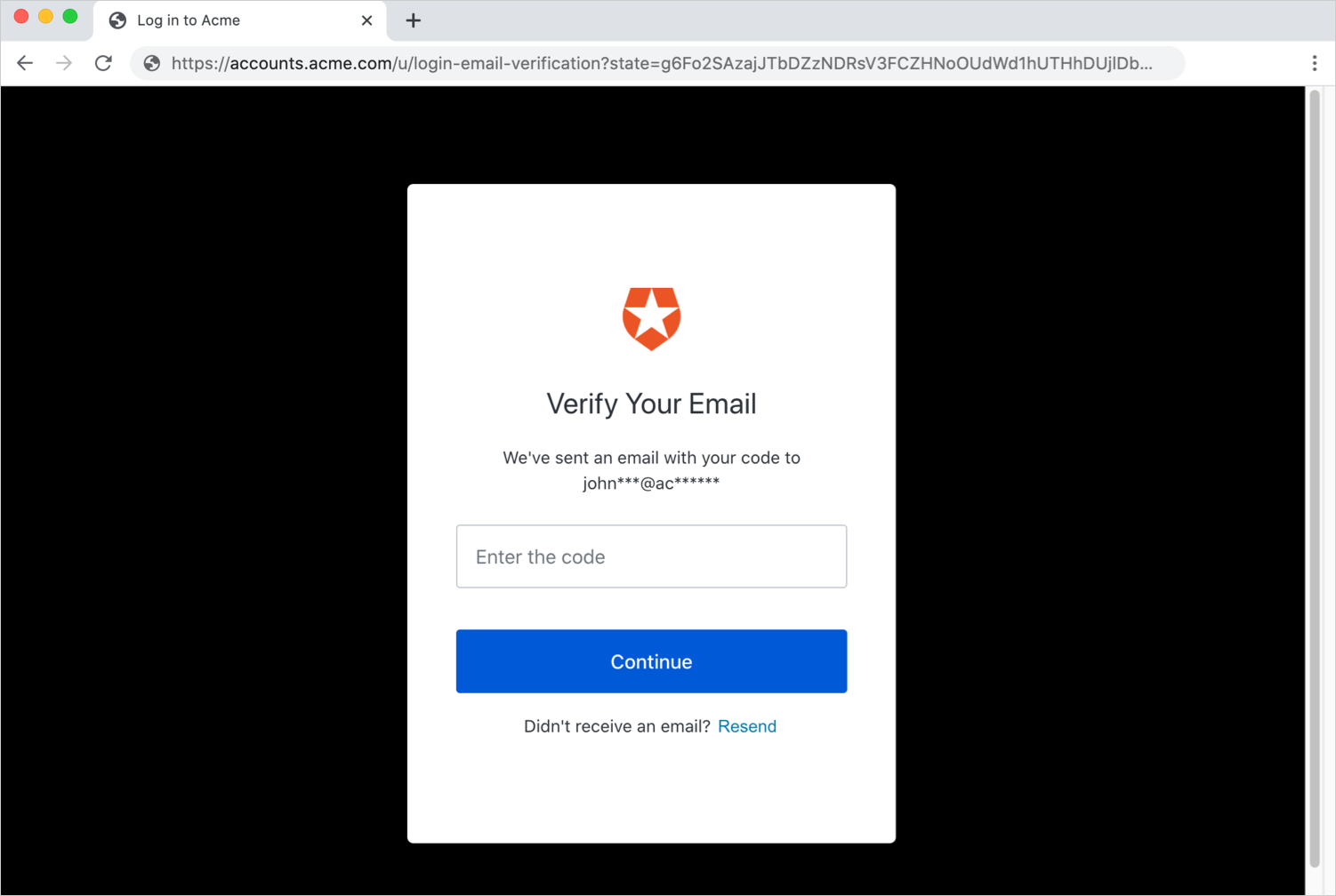 Auth0 - Email Verification Prompt - One-Time Code