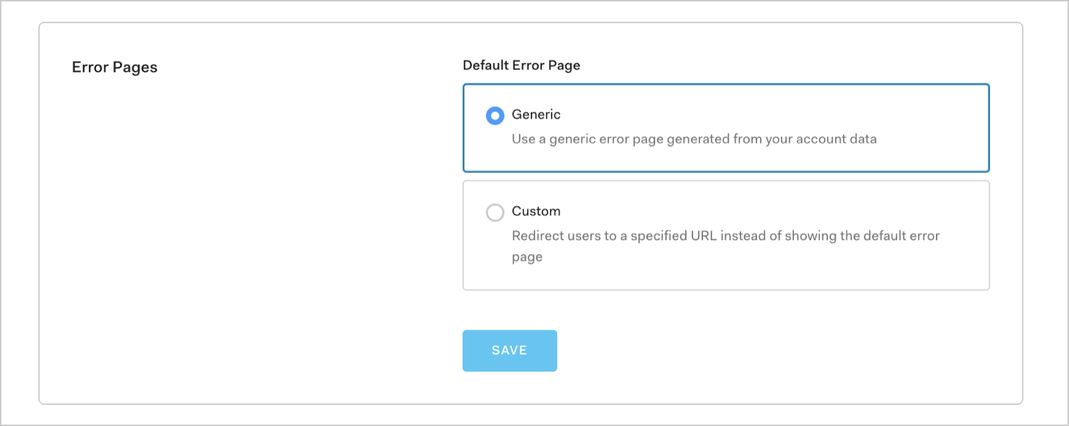 Dashboard Tenant Settings General Error Pages