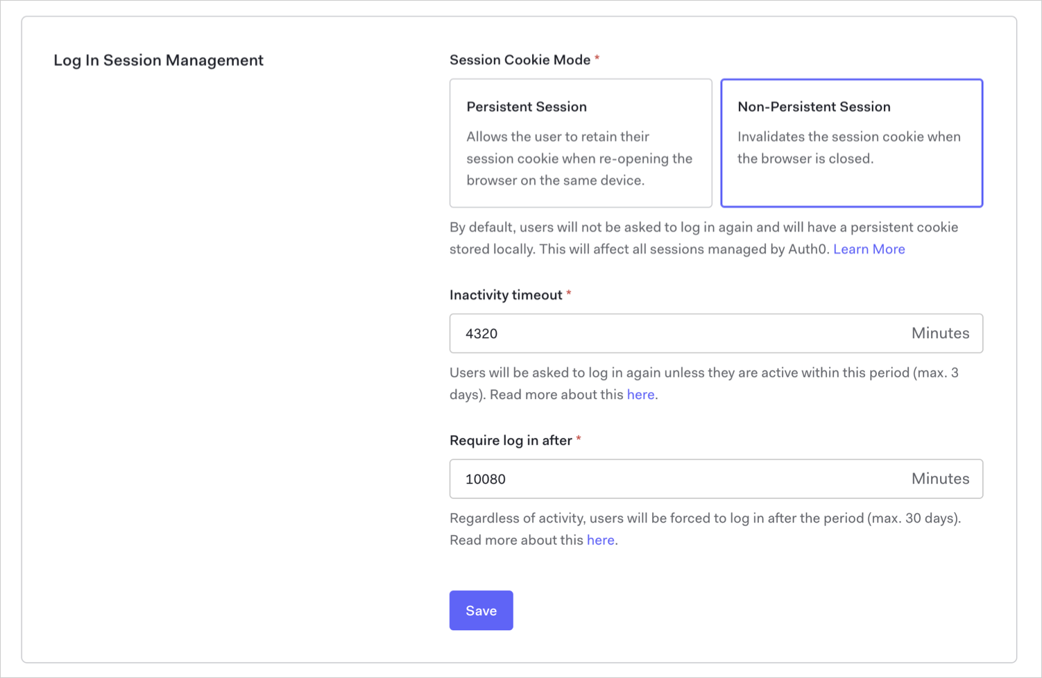 Dashboard Tenant Settings Advanced Login Session Management