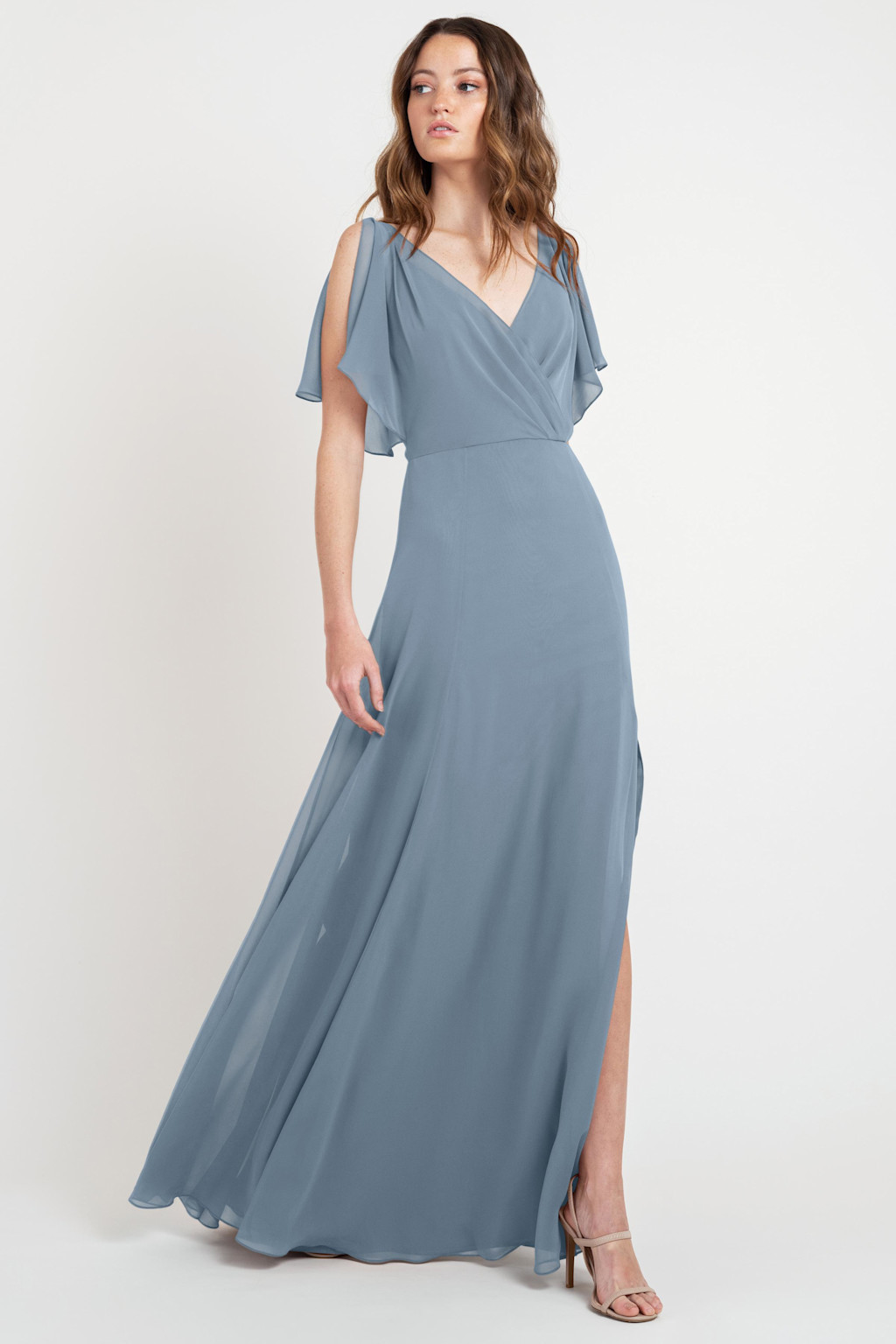 Jenny_Yoo_Hayes_Bridesmaid_Dress_V_Neck_Flutter_Sleeve_Chiffon_blue_bell_front Jenny_Yoo_Hayes_Bridesmaid_Dress_V_Neck_Flutter_Sleeve_Chiffon_blue_bell_front