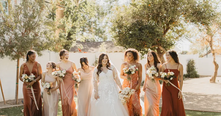 English Rose and Neutral Blush Bridesmaids