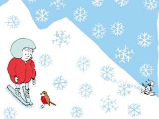 Illustration: Kind auf der Skipiste