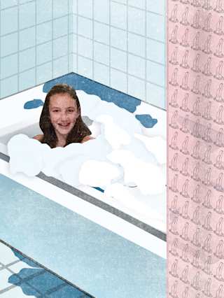 Illustration: Mädchen in der Badewanne