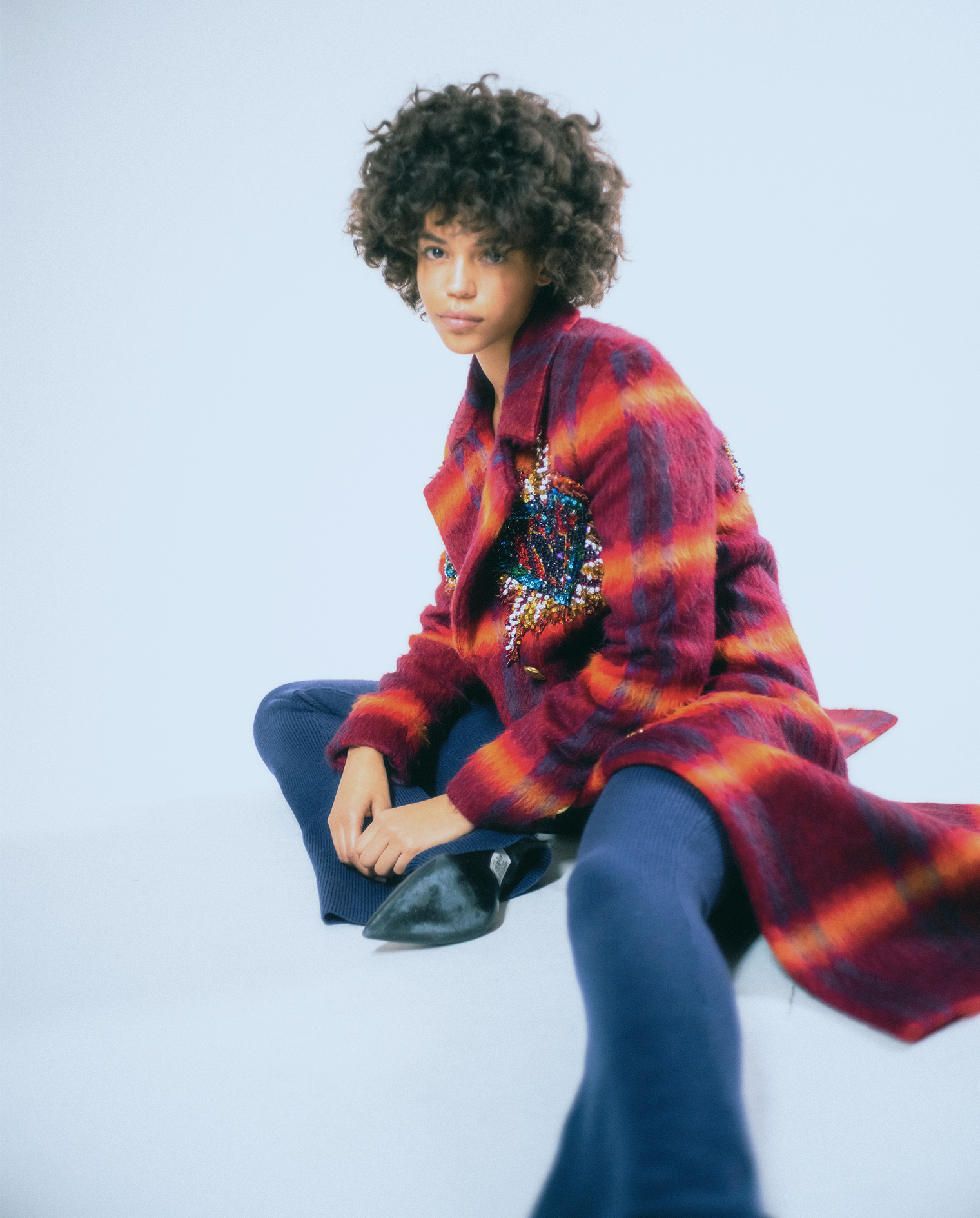 e1972 Women's Degrade Plaid Overcoat