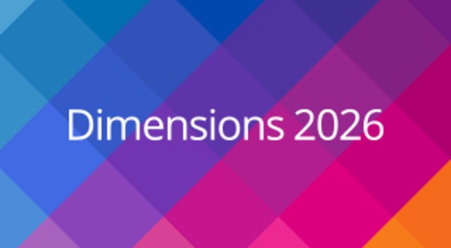 Dimensions 2026 text for the Trimble conference on a background of vibrant, overlapping blue, purple, and pink diamond shapes.
