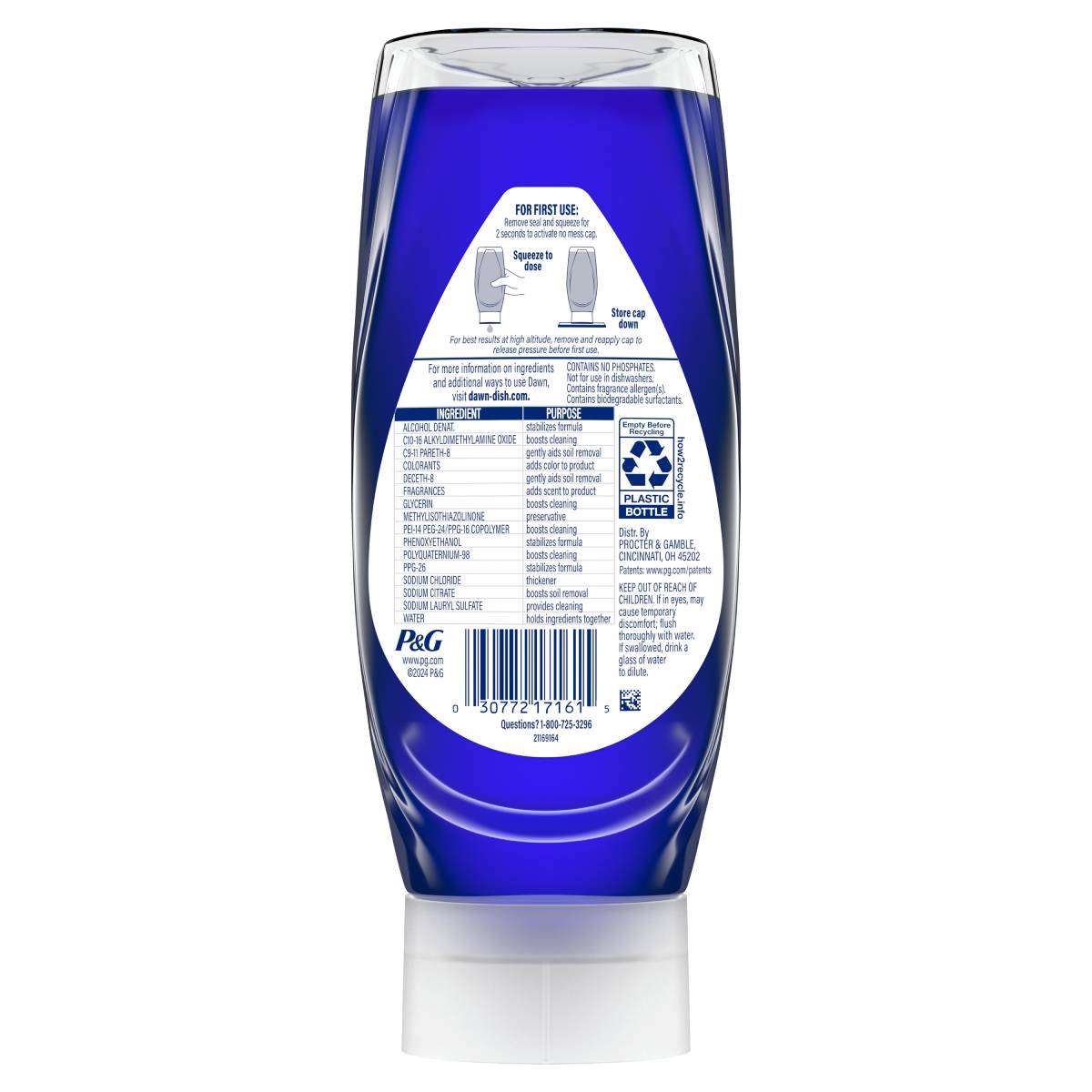 Dawn Platinum Plus PowerSuds Dish Soap, EZ-Squeeze Bottle 13.6 oz