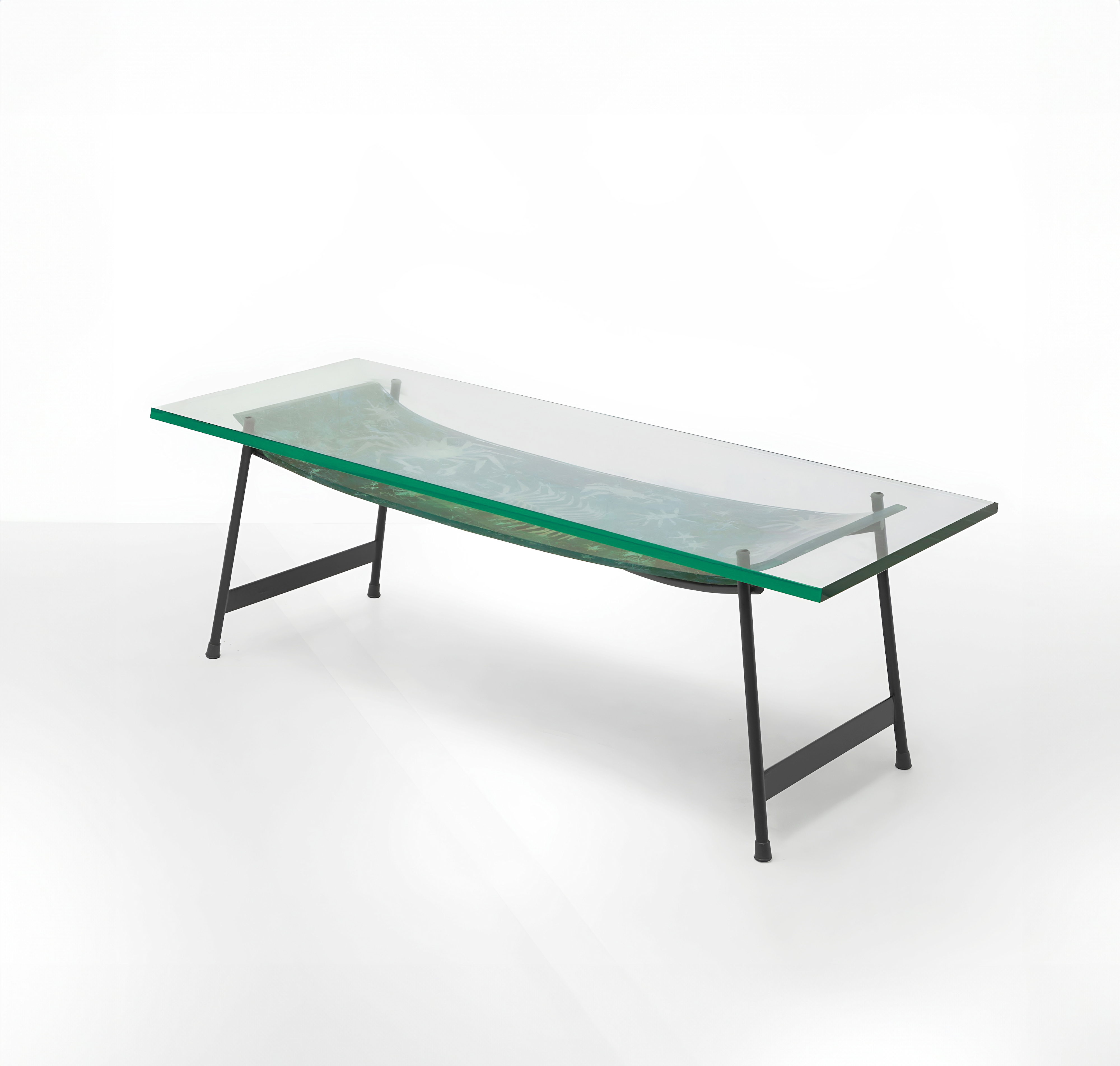 Duilio Barnabé, Rare Painted Glass Coffee Table, null
