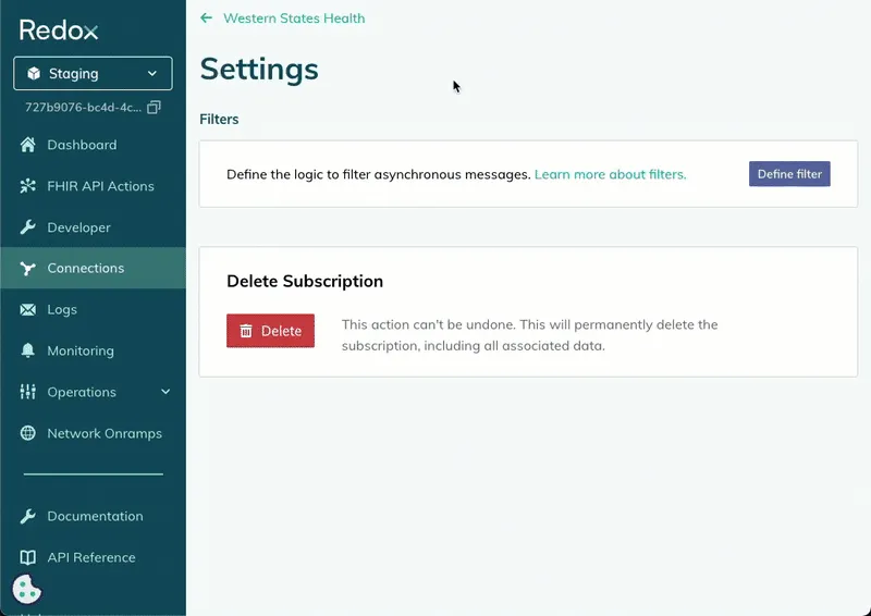 A user selects the Patient ID type field path to filter on. A user selects the Patient ID type field path to filter on.