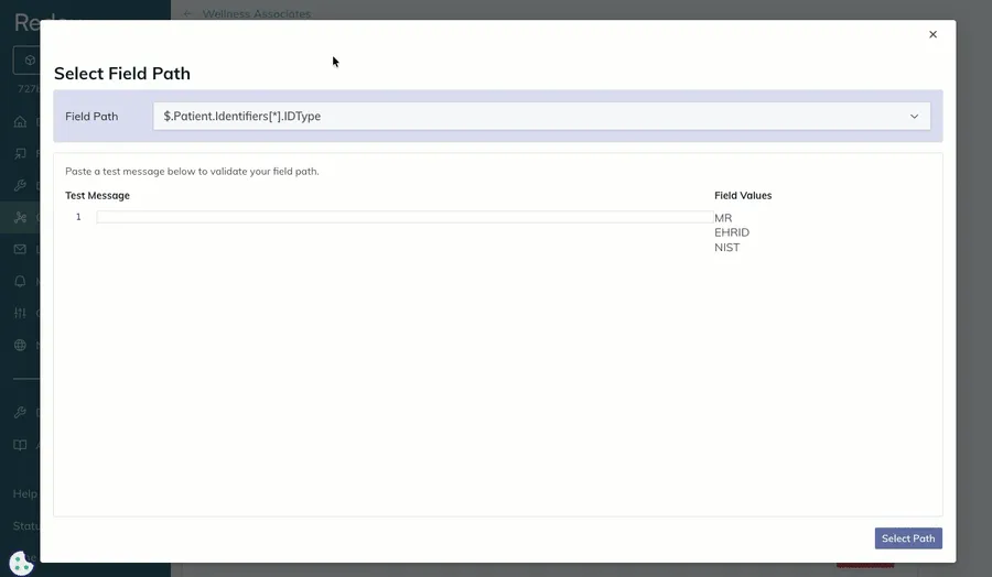 A user pastes the copied log payload into the Select Field Path modal to pull out the relevant ID types to filter. A user pastes the copied log payload into the Select Field Path modal to pull out the relevant ID types to filter.