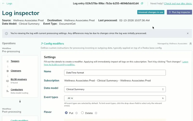 A user clicks the Create button to save and apply the config modifier to production traffic. A user clicks the Create button to save and apply the config modifier to production traffic.
