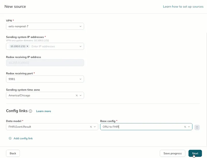 A user adds multiple config links to the MLLP source. A user adds multiple config links to the MLLP source.