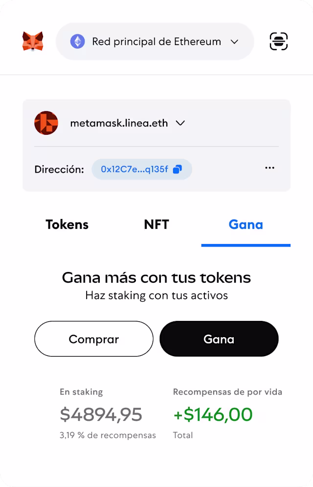 Haz staking, Presta, Gana