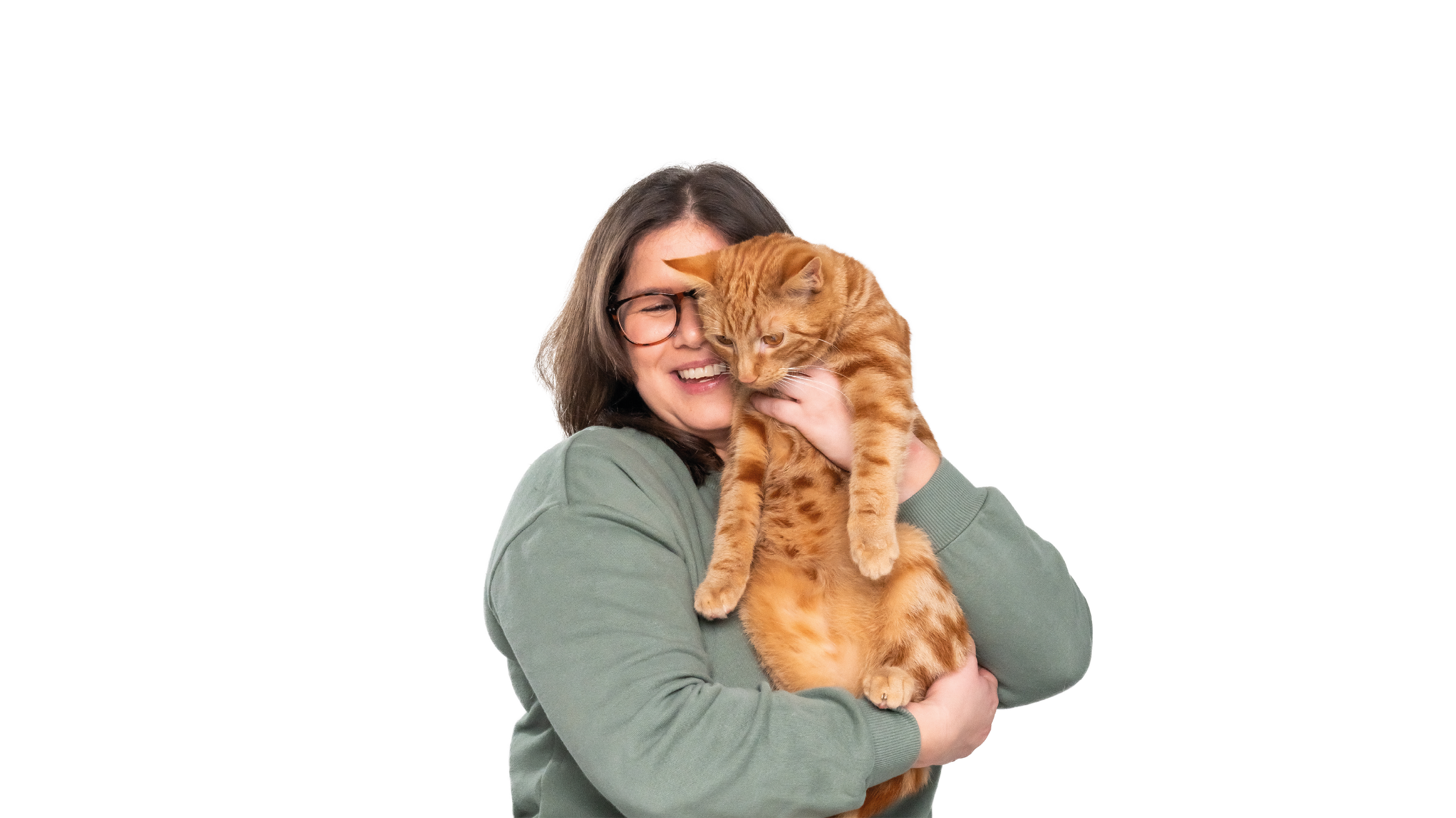 Cat plan page Hazel with cat A grey cat licking their lips