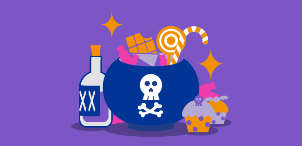 halloween_infographics_2019-for-article-07.png Purple Halloween pot with sweets and a bottle with toxic symbols on them