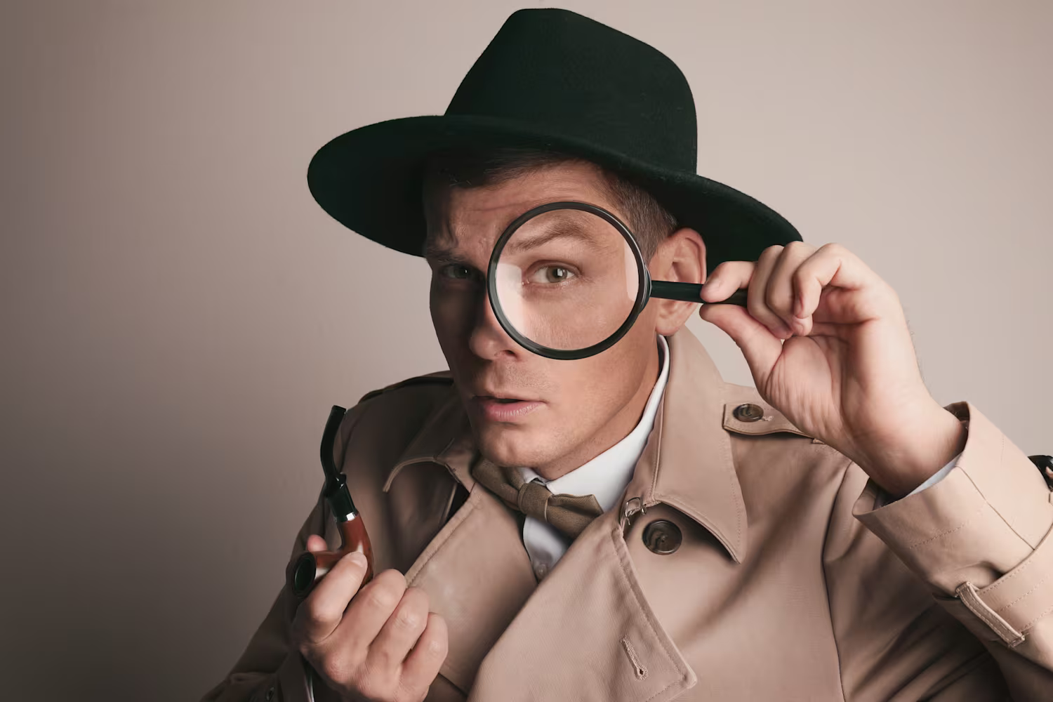 organizzare una cena con delitto a casa: detective che investiga