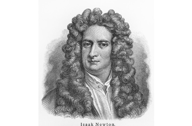 Isaac Newton - Picture from Meyers Lexicon books written in German language