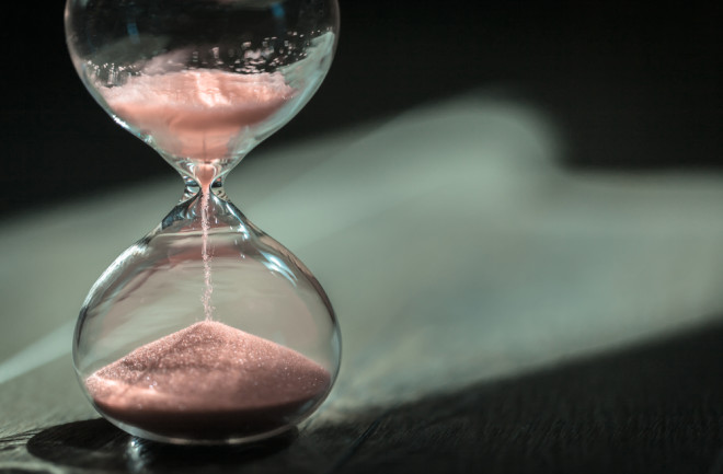 Hourglass showing time running out
