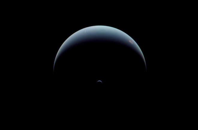 Crescent Neptune seen by Voyager 2 on August 31, 1989. The spacecraft was looking back at the known planets, even as it was racing off toward uncharted space. (Credit: NASA/JPL-Caltech/Justin Cowart)
