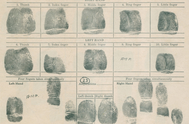 Fingerprint evidence sheet
