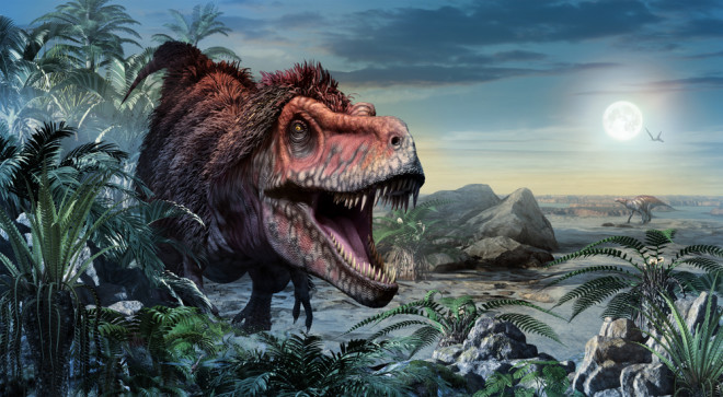 Giant Tarbosaurus bataar dinosaur illustration