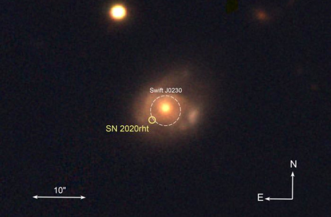 An optical image of the galaxy where the transient event occurred, taken from archival PanSTARRS data