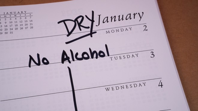 Dry January marked on calendar
