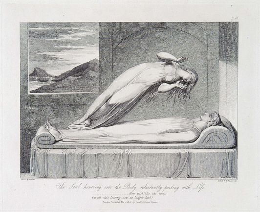 Robert Blair The Soul Hovering over the Body Reluctantly Parting with Life - Wikimedia commons