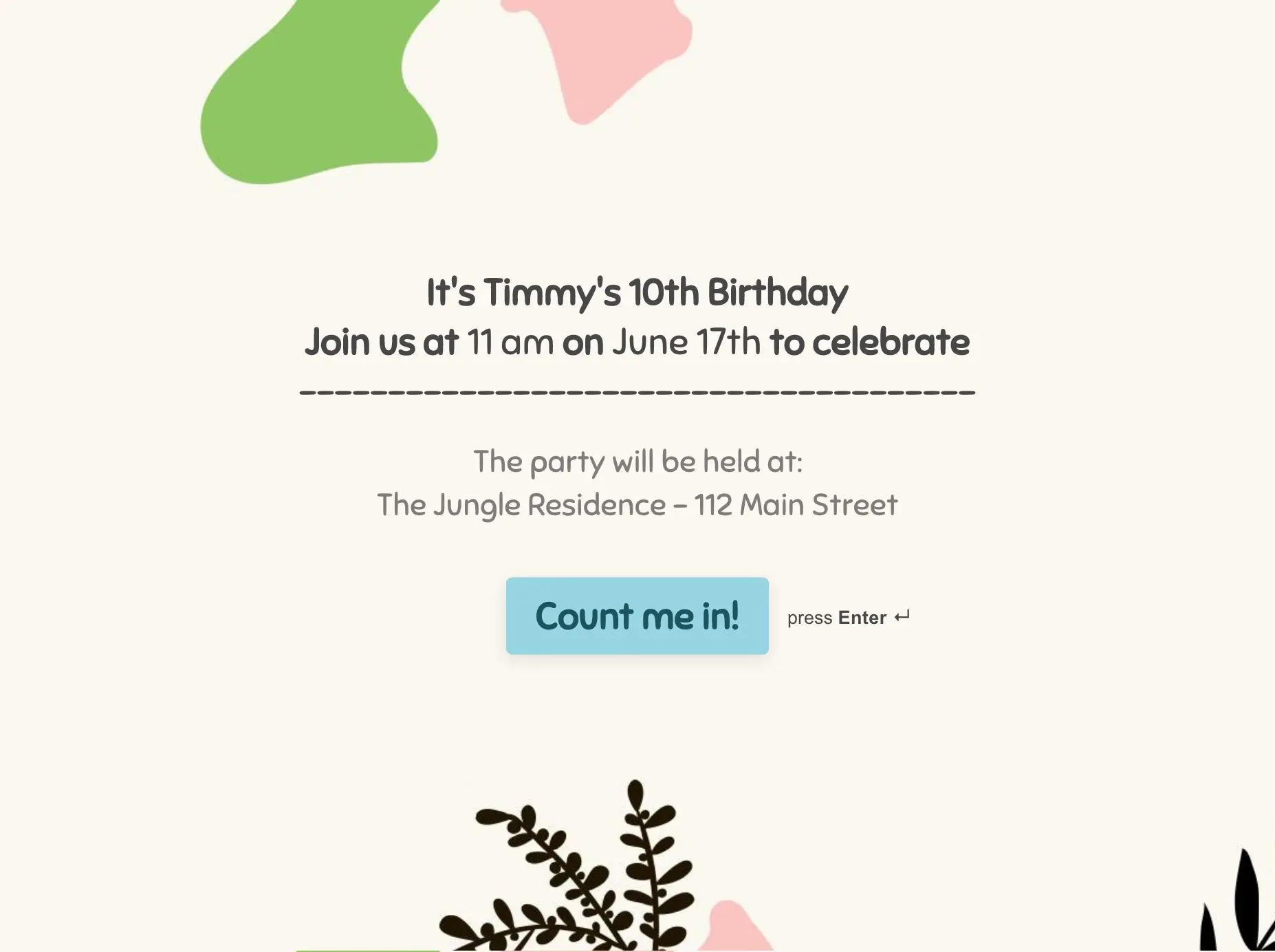 Online Party Invitation Template Hero