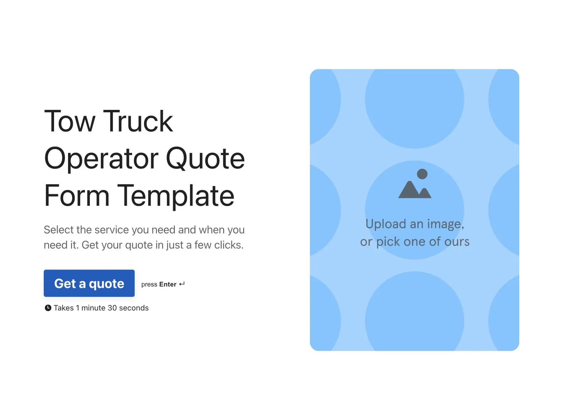 Tow Truck Operator Quote Form Template Hero