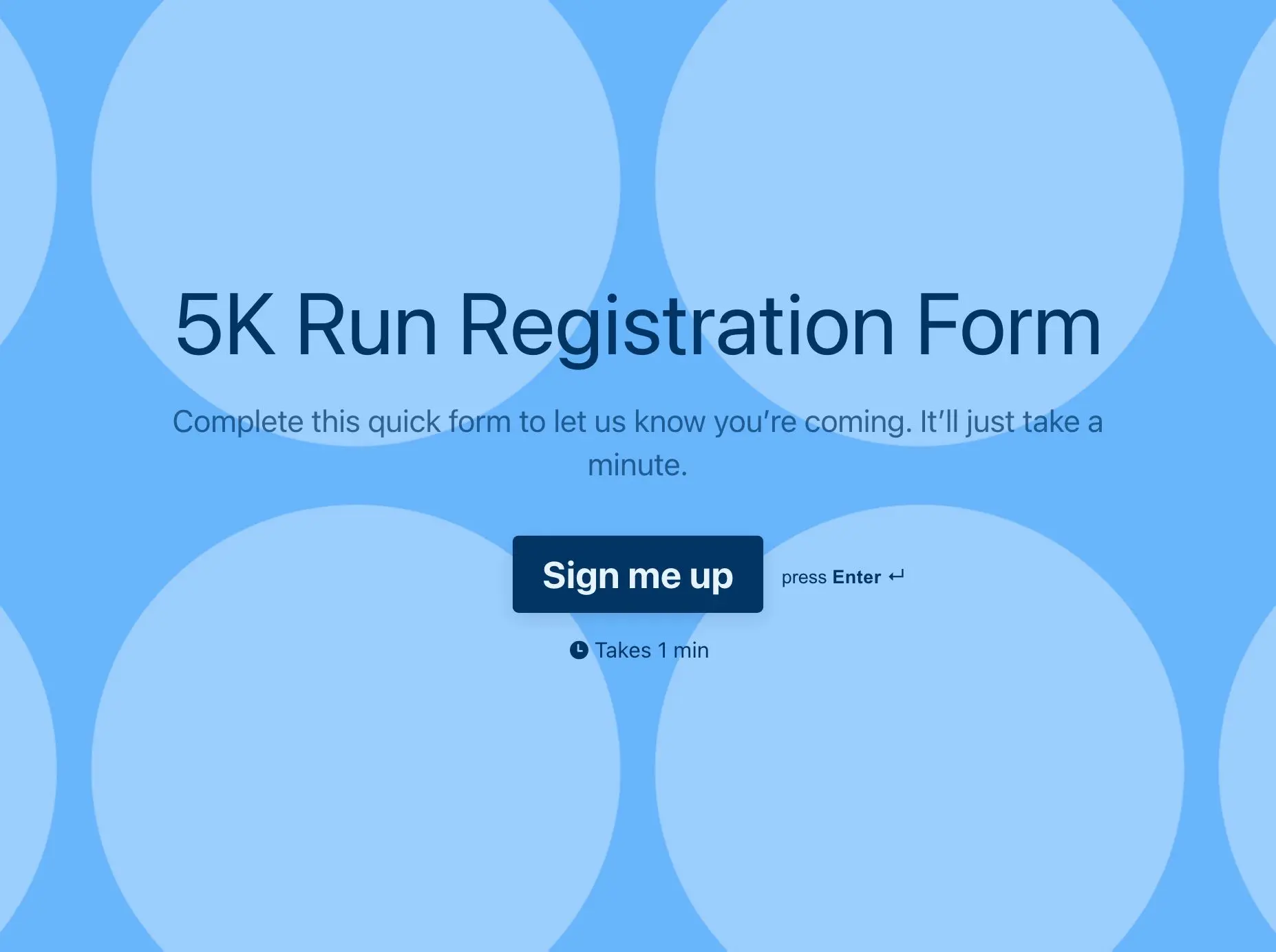 5K Run Registration Form Template Hero